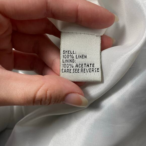 Carmen Marc Valvo Blue Floral Beaded Boatneck Linen  Mini Dress Size 8 Guest‎ - Picture 11 of 13